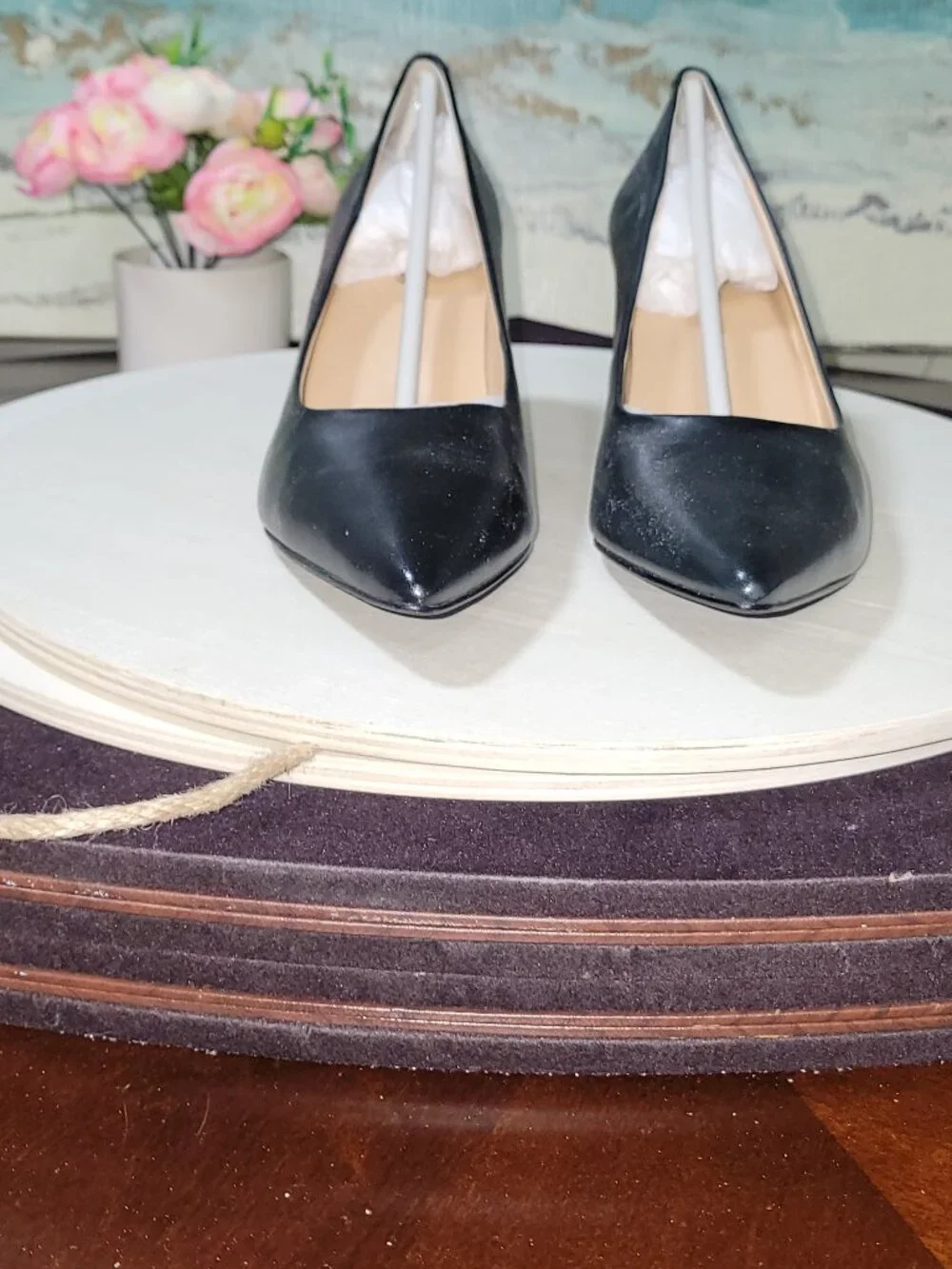 Trotters Black Leather Pumps  [Item #SP08]
